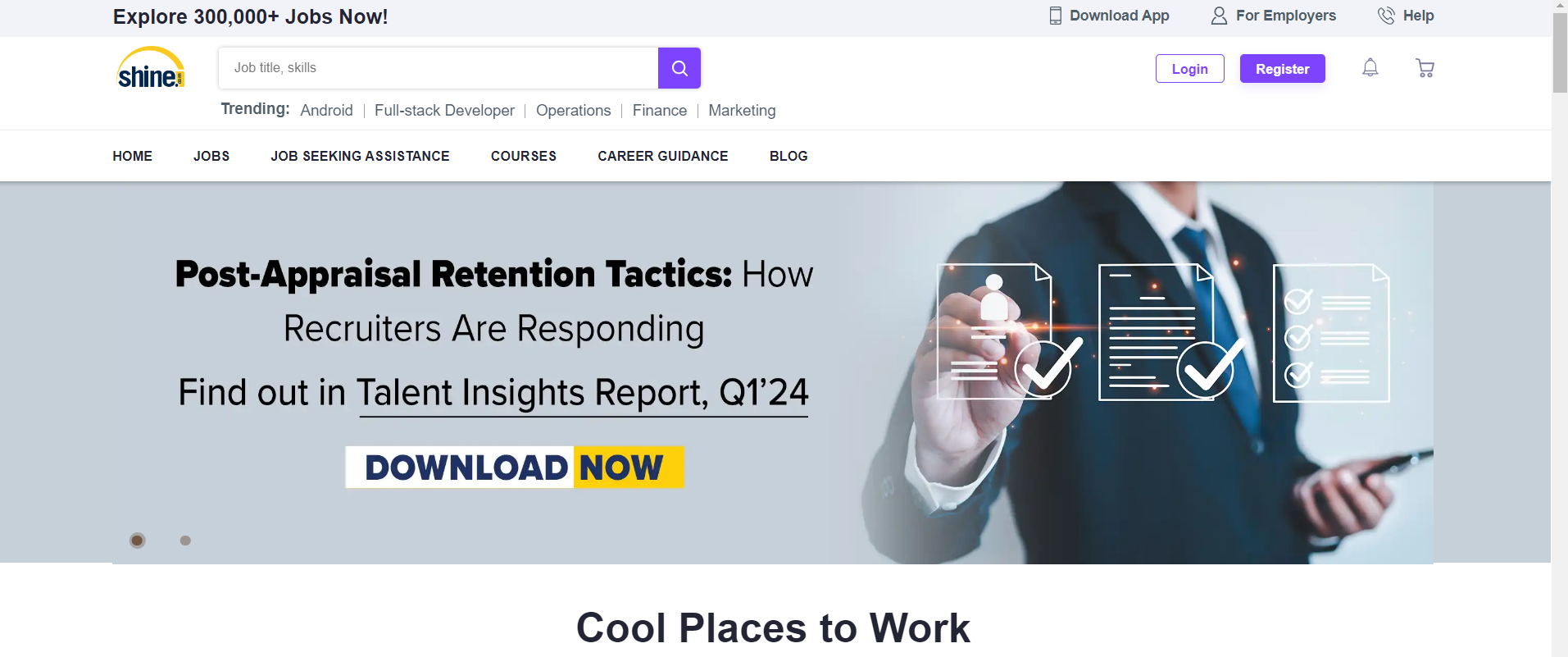 shine.com job portal dashboard